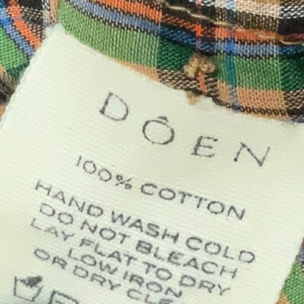 DÔEN Palmera Check Printed Waist Belted Pintucked Organic Cotton Voile Blouse - Picture 9 of 10